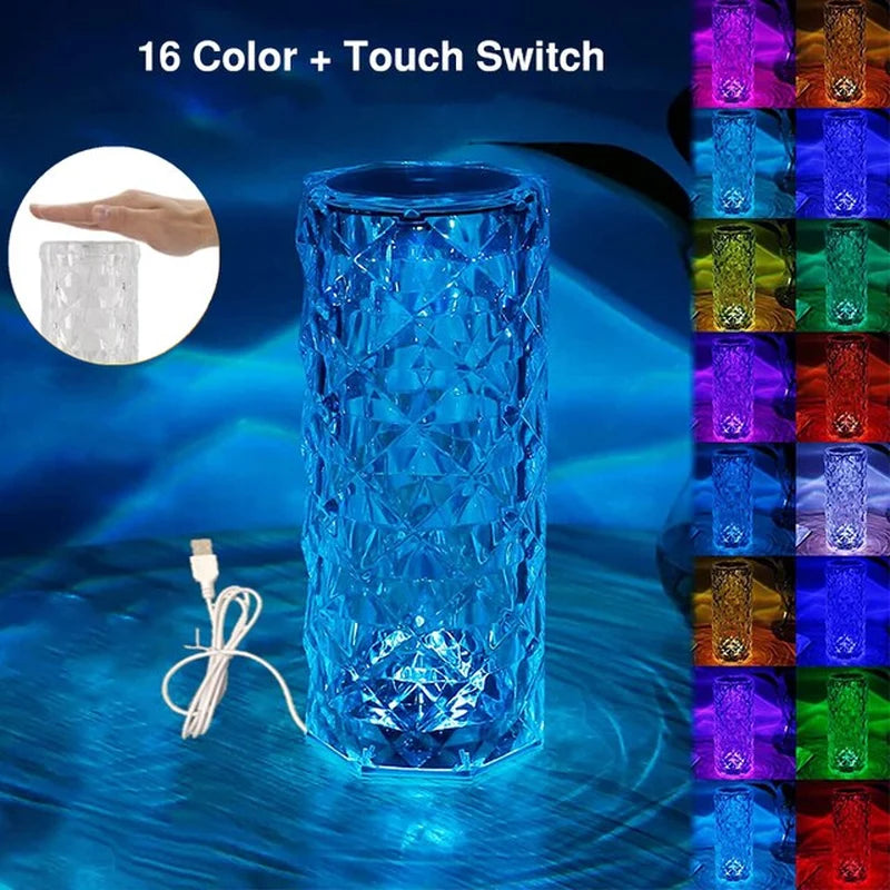 Lampe Cristal Diamant – Tactile, Jusqu'à 16 Couleurs