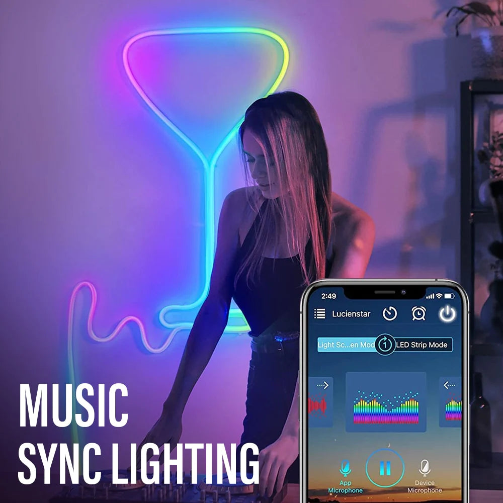 Néon LED Connecté RGBIC – Contrôle Wi-Fi & Musique