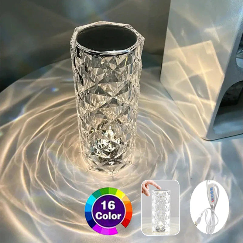 Lampe Cristal Diamant – Tactile, Jusqu'à 16 Couleurs