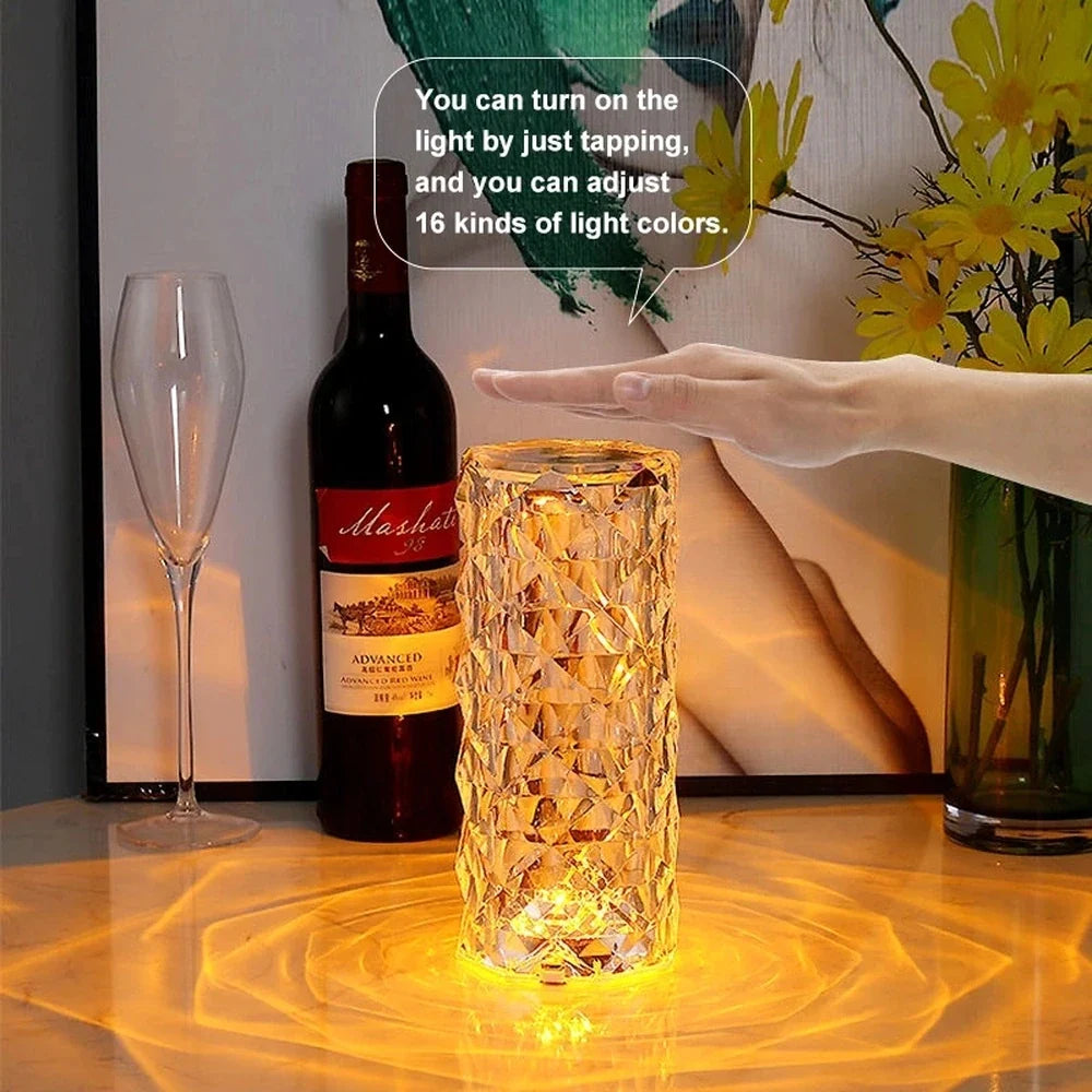 Lampe Cristal Diamant – Tactile, Jusqu'à 16 Couleurs