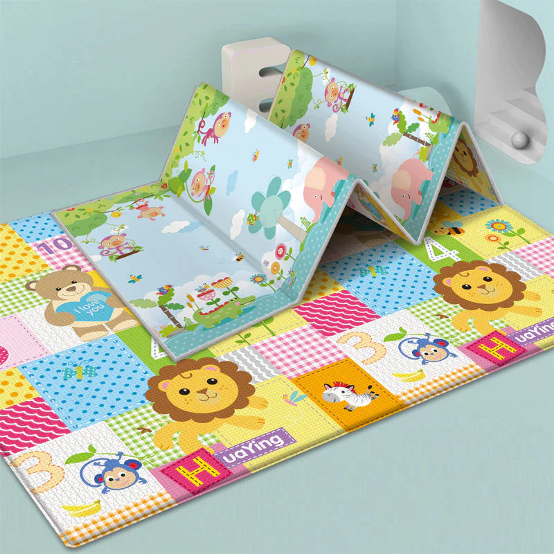Tapis d'Éveil Pliable Double Face – Bébé & Enfant