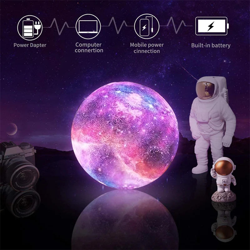 Lampe Lune 3D Galaxie – 16 Couleurs & Télécommande