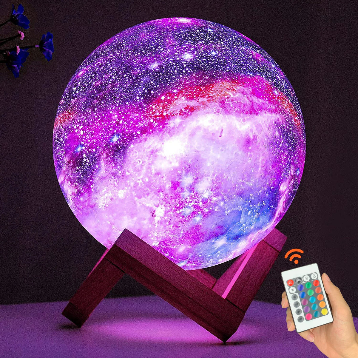Lampe Lune 3D Galaxie – 16 Couleurs & Télécommande