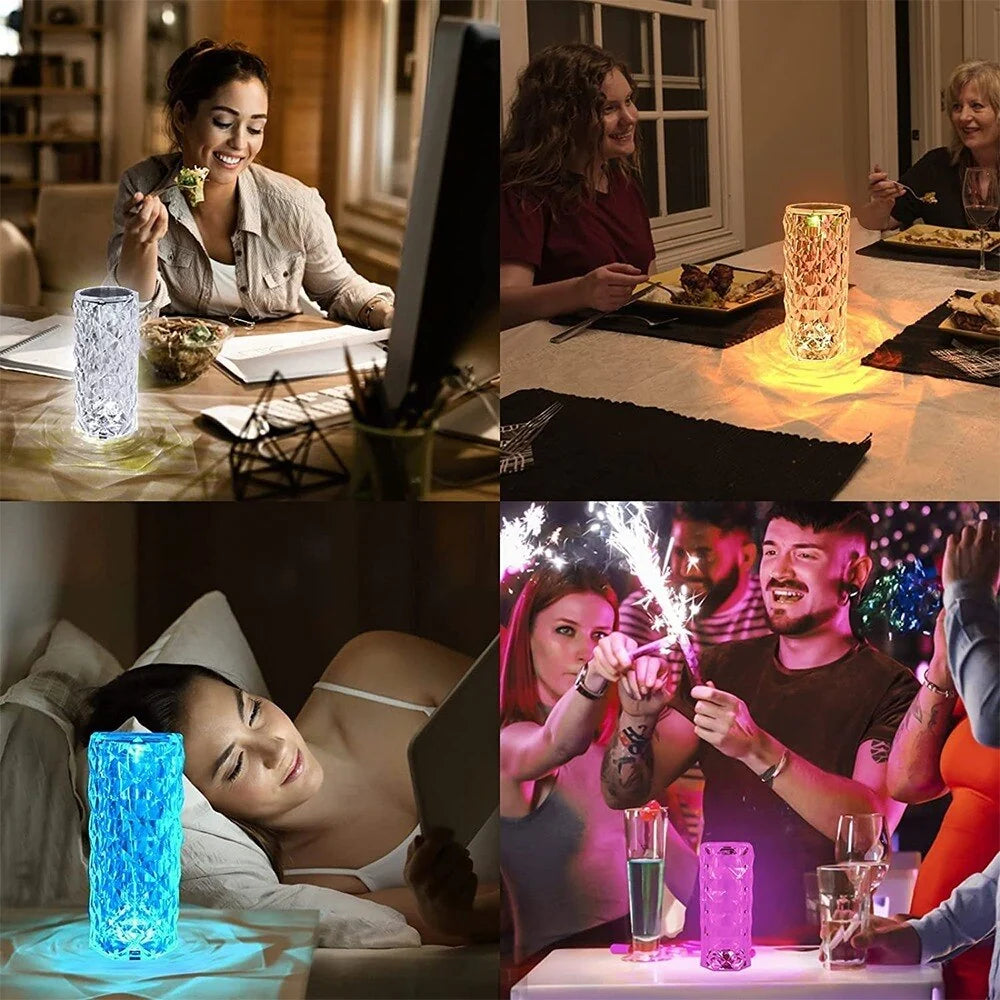 Lampe Cristal Diamant – Tactile, Jusqu'à 16 Couleurs