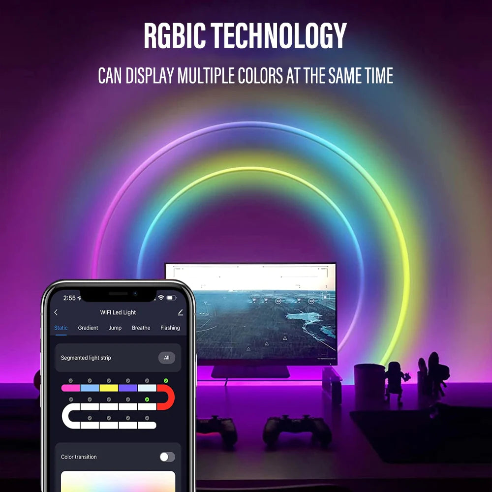 Néon LED Connecté RGBIC – Contrôle Wi-Fi & Musique