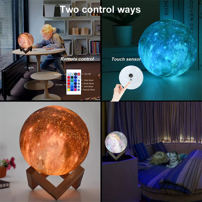 Lampe Lune 3D Galaxie – 16 Couleurs & Télécommande