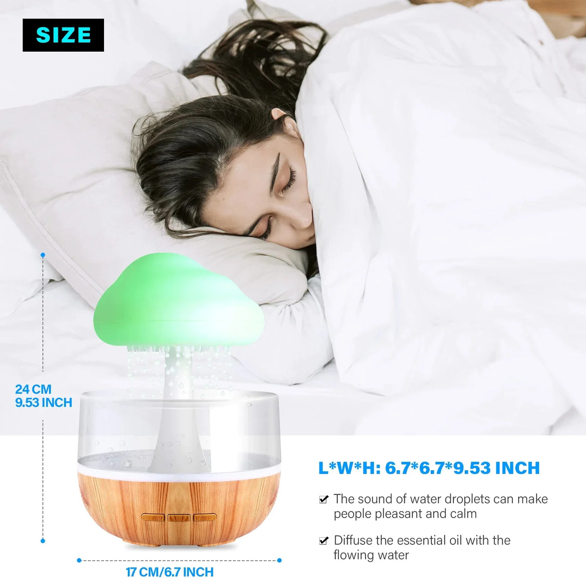 Humidificateur Nuage de Pluie – Diffuseur d'Arômes Lumineux