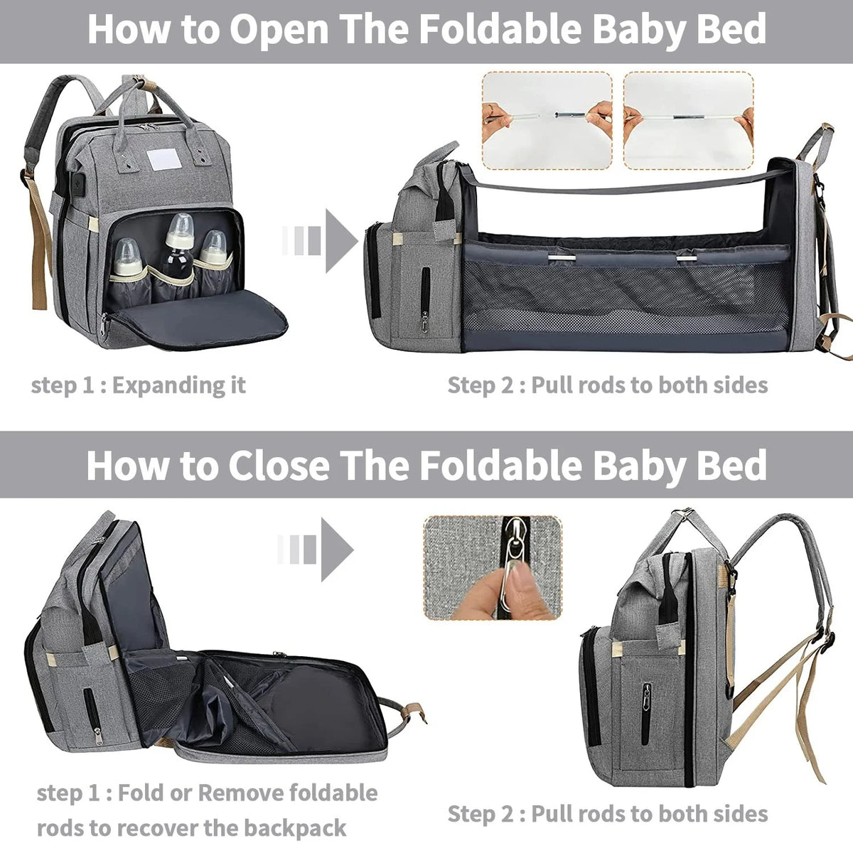 Sac à Langer Sac à Dos – Grande Capacité Multi-Poches