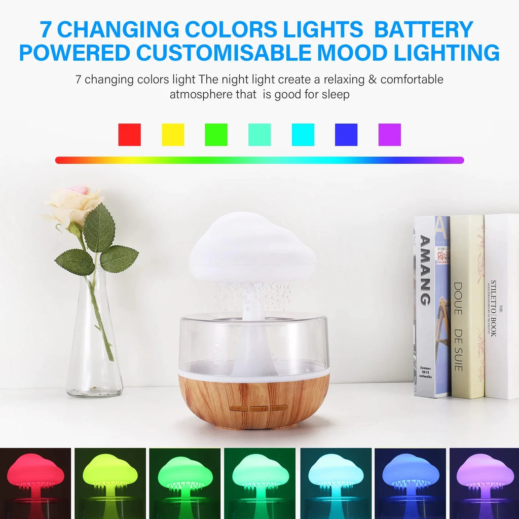 Humidificateur Nuage de Pluie – Diffuseur d'Arômes Lumineux