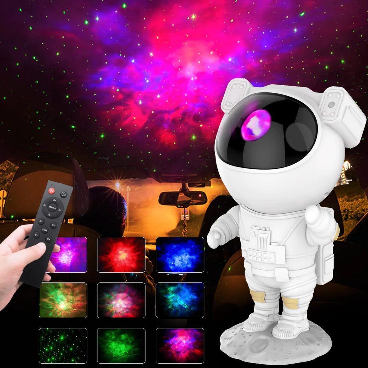 Projecteur Étoiles Astronaute – Télécommande & Rotation 360°