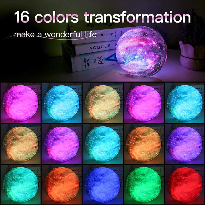 Lampe Lune 3D Galaxie – 16 Couleurs & Télécommande