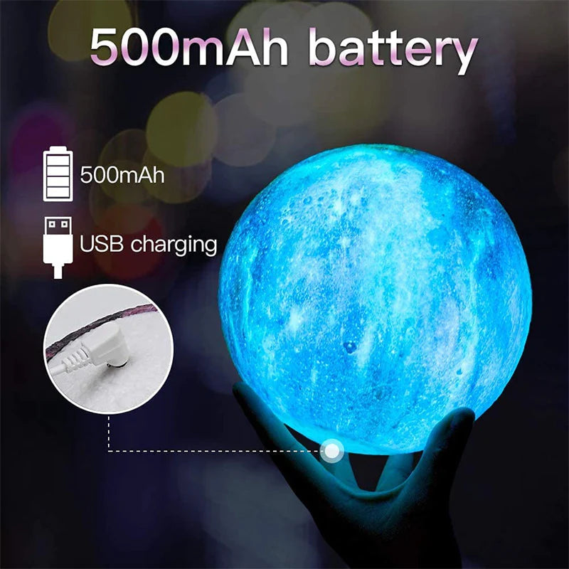 Lampe Lune 3D Galaxie – 16 Couleurs & Télécommande